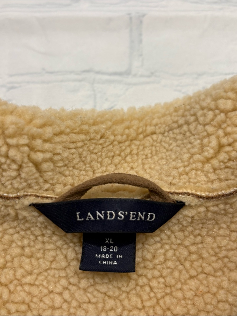 Lands End Women’s XL 18-20 Brown Faux Suede Sherpa Lined Zip Vest Winter Warm - Picture 5 of 11